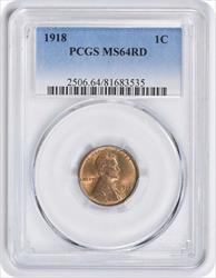 1918 Lincoln Cent MS64RD PCGS