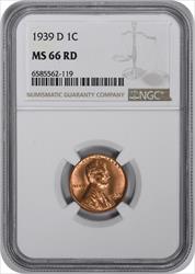 1939-D Lincoln Cent MS66RD NGC