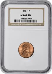 1937 Lincoln Cent MS67RD NGC