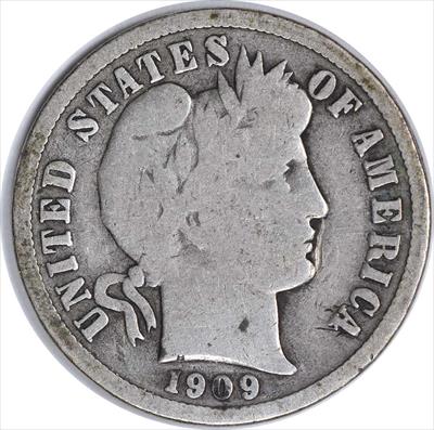 1909-S Barber Silver Dime VG Uncertified