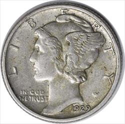 1929 Mercury Silver Dime AU Uncertified
