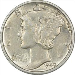 1940-D Mercury Silver Dime AU Uncertified