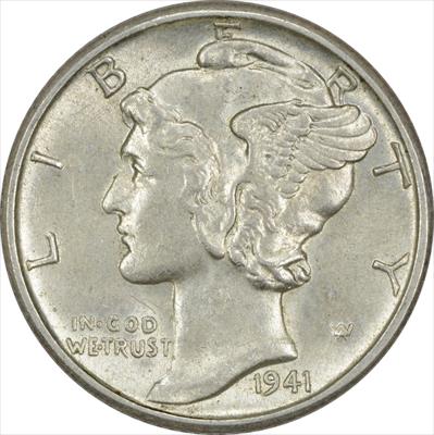 1941-D Mercury Silver Dime AU Uncertified