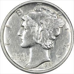 1941-S Mercury Silver Dime AU Uncertified