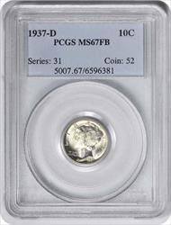1937-D Mercury Silver Dime MS67FB PCGS