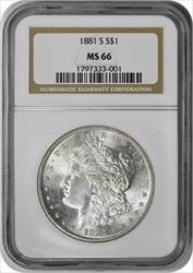 1881-S Morgan Silver Dollar MS66 NGC