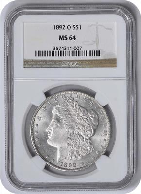 1892-O Morgan Silver Dollar MS64 NGC