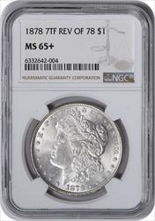 1878 Morgan Silver Dollar 7TF Reverse of 1878 MS65+ NGC