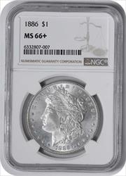 1886 Morgan Silver Dollar MS66+ NGC