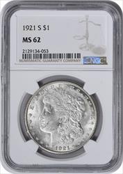 1921-S Morgan Silver Dollar MS62 NGC