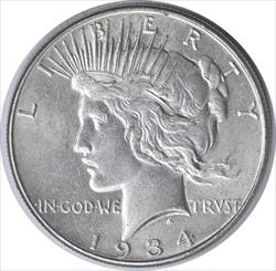 1934 Peace Silver Dollar AU58 Uncertified #304
