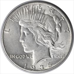 1935-S Peace Silver Dollar AU58 Uncertified #131
