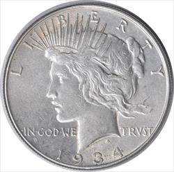 1934 Peace Silver Dollar AU58 Uncertified #312