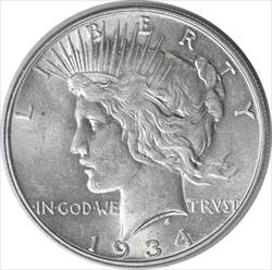 1934 Peace Silver Dollar AU58 Uncertified #314