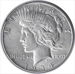 1934 Peace Silver Dollar AU58 Uncertified #316