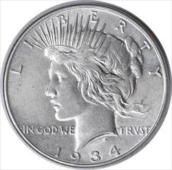 1934 Peace Silver Dollar AU58 Uncertified #317