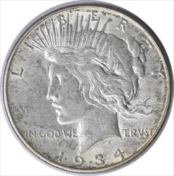 1934-D Peace Silver Dollar AU58 Uncertified #322