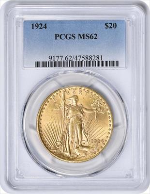 1924 $20 Gold St. Gaudens MS62 PCGS