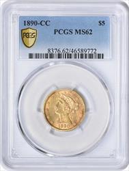 1890-CC $5 Gold Liberty Head MS62 PCGS
