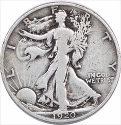 1920-S Walking Liberty Silver Half Dollar F Uncertified