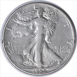 1938-D Walking Liberty Silver Half Dollar VF Uncertified #1011