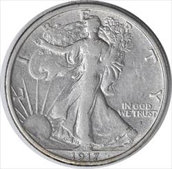 1917-S Walking Liberty Silver Half Dollar Obverse EF Uncertified #919