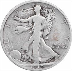 1919-D Walking Liberty Silver Half Dollar Choice VG Uncertified