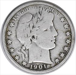 1901-O Barber Silver Half Dollar Choice VG Uncertified