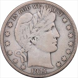 1911 Barber Silver Half Dollar F Uncertified