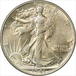 1941 Walking Liberty Silver Half Dollar MS60 Uncertified