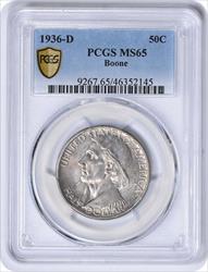 Boone Commemorative Silver Half Dollar 1936-D MS65 PCGS