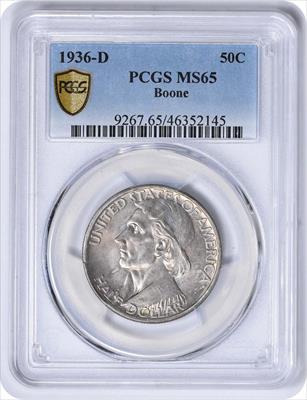 Boone Commemorative Silver Half Dollar 1936-D MS65 PCGS