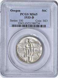 Oregon Commemorative Silver Half Dollar 1933-D MS65 PCGS