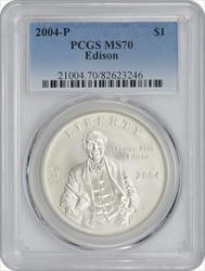 2004-P Edison Commemorative Silver Dollar MS70 PCGS