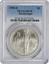 1995-D Paralympic (Blind Runner) Commemorative Silver Dollar MS70 PCGS