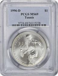 1996-D Tennis Commemorative Silver Dollar MS69 PCGS