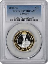 2000-W Library Commemorative $10 Bimetallic Gold and Platinum PR70DCAM PCGS