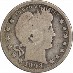1893-S Barber Silver Quarter G Uncertified