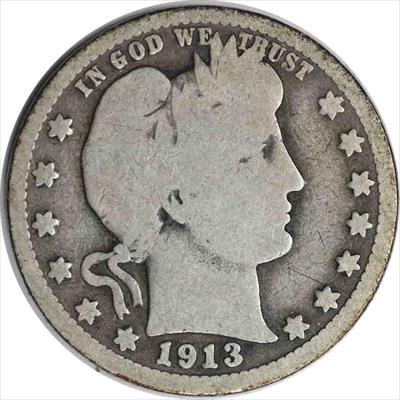 1913-D Barber Silver Quarter G Uncertified