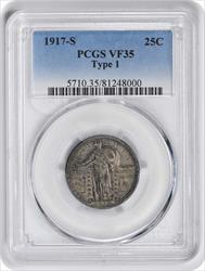 1917-S Standing Liberty Silver Quarter Type 1 VF35 PCGS