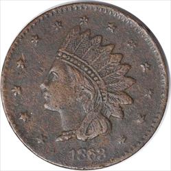 1863 Civil War Token Indian Head Patriotic 68/198 VF Uncertified