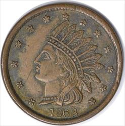 1863 Civil War Token Indian Head Patriotic 64/362 EF Uncertified