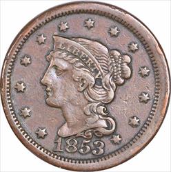 1853 Large Cent Choice VF Uncertified