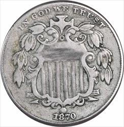 1870 Shield Nickel Choice VF Uncertified