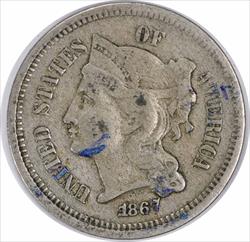 1867 Three Cent Nickel F Uncertified