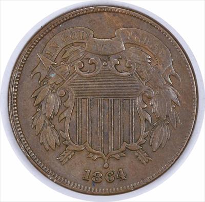 1864 Two Cent Piece Large Motto EF Uncertified