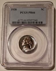 1938 Jefferson Nickel PR66 PCGS Low Proof Mintage