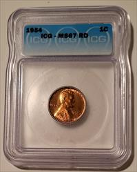 1954 Lincoln Wheat Cent MS67 RED ICG