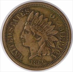 1860 Indian Cent EF Uncertified