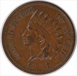 1887 Indian Cent AU Uncertified